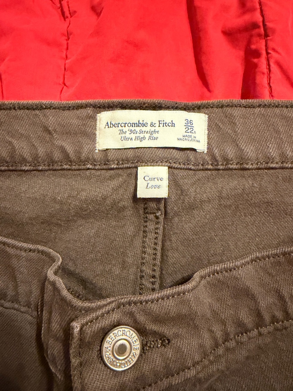 Abercrombie and fitch 90s straight ultra high rise straight jeans in brown